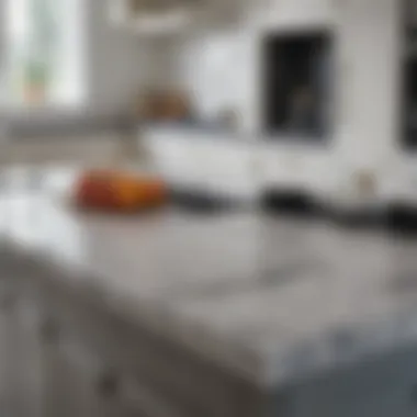 Elegant marble countertop in grey and white kitchen