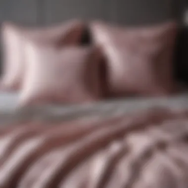 Luxurious Pink and Grey Bedding Close-Up