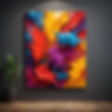 Modern abstract acrylic painting with vibrant colors