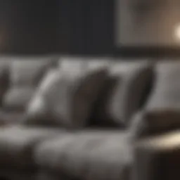 Elegant gray couch with luxurious throw pillows
