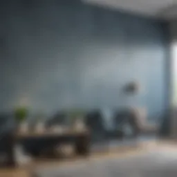 Blue grey paint on textured wall