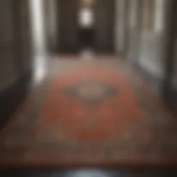 Elegant rug with intricate design in entry hallway