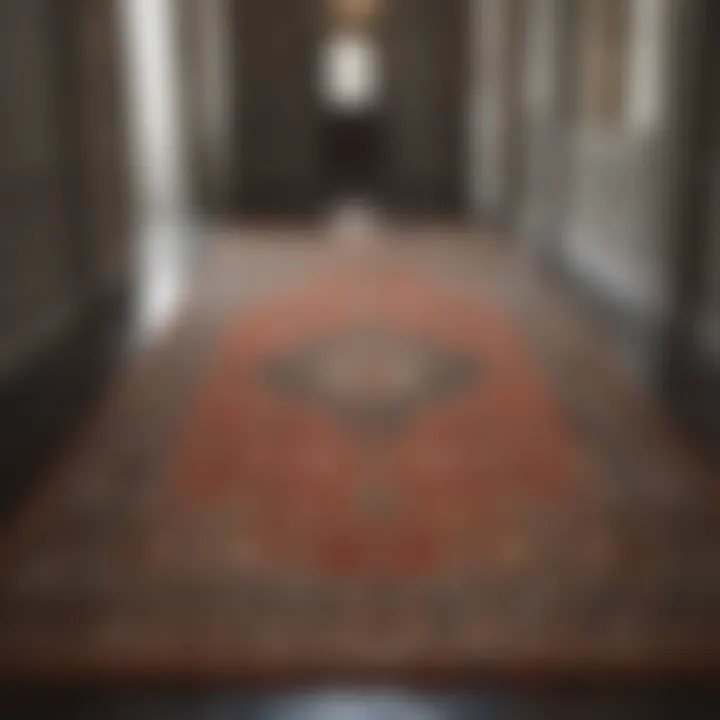 Elegant rug with intricate design in entry hallway