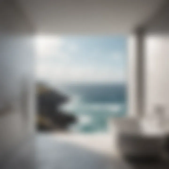 Minimalist Ocean Horizon View from Bathroom Window