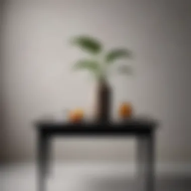 Sophisticated Minimalism: Material and Color Harmony Stylish small table showcasing minimalist decor with unique materials