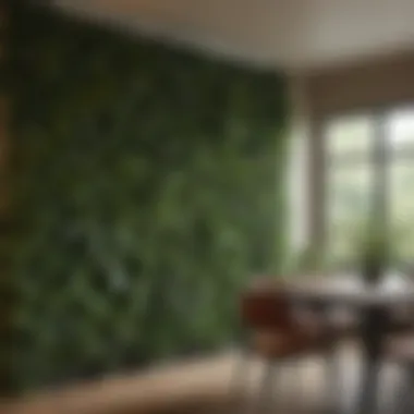 Lush wall hedge plants creating a botanical backdrop in dining area