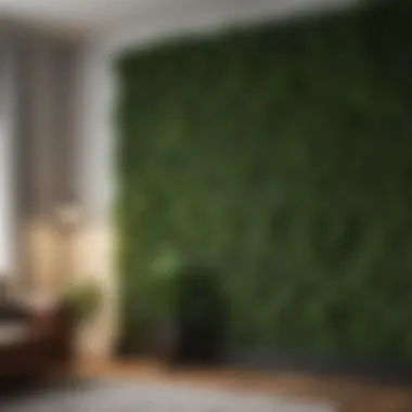 Minimalist wall hedge plant design in modern living room