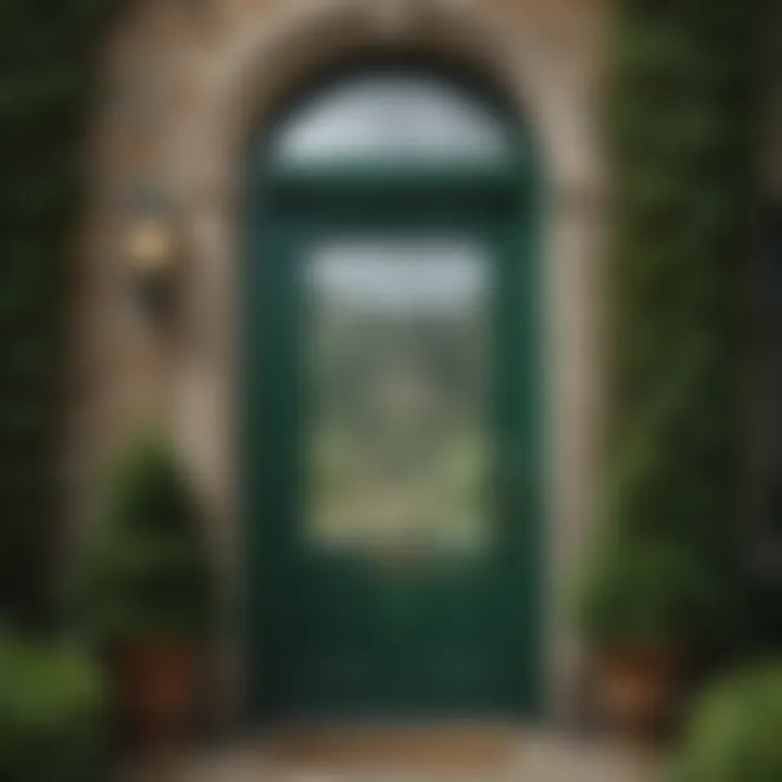 Emerald Enchantment: Envision the profound elegance of a green front door in a regal emerald hue