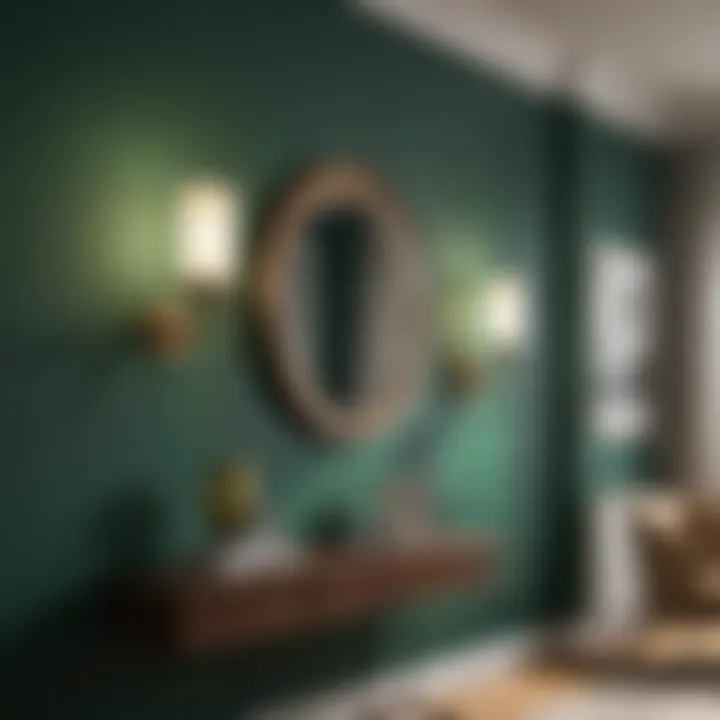 Emerald Green Accent Wall with Artistic Wall Sconces