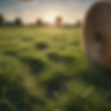 Lush Green Grass Field with Hay