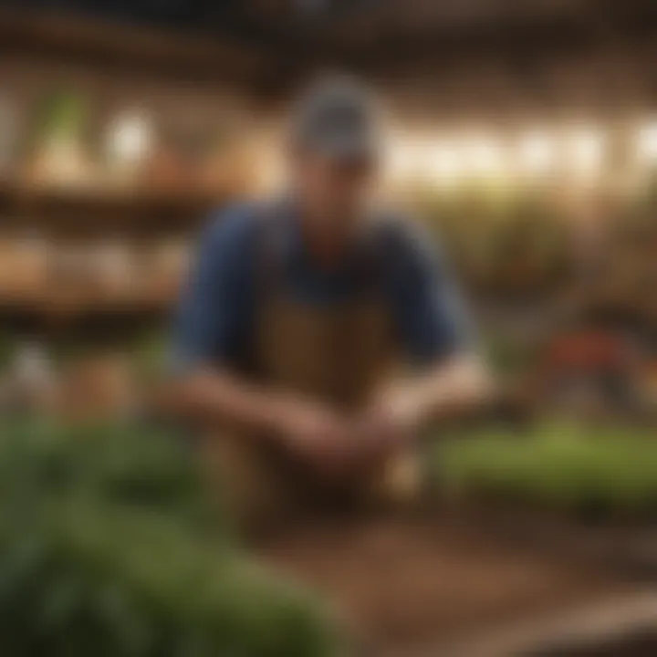 Gardener contemplating seed selection in a local store