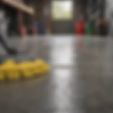 Tools and equipment needed for cleaning a cement garage floor