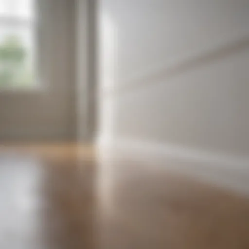 Freshly painted white baseboards in a modern living room