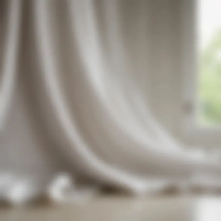 Close-up view of fabric texture used for plain white kitchen curtains