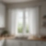 Elegant plain white kitchen curtains adorning a modern kitchen window