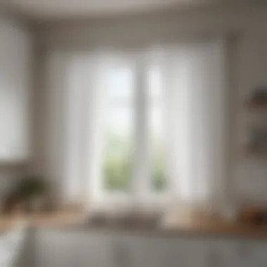 Elegant plain white kitchen curtains adorning a modern kitchen window