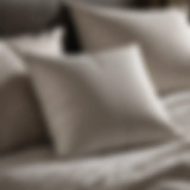 A selection of pillow materials displayed on a stylish bed