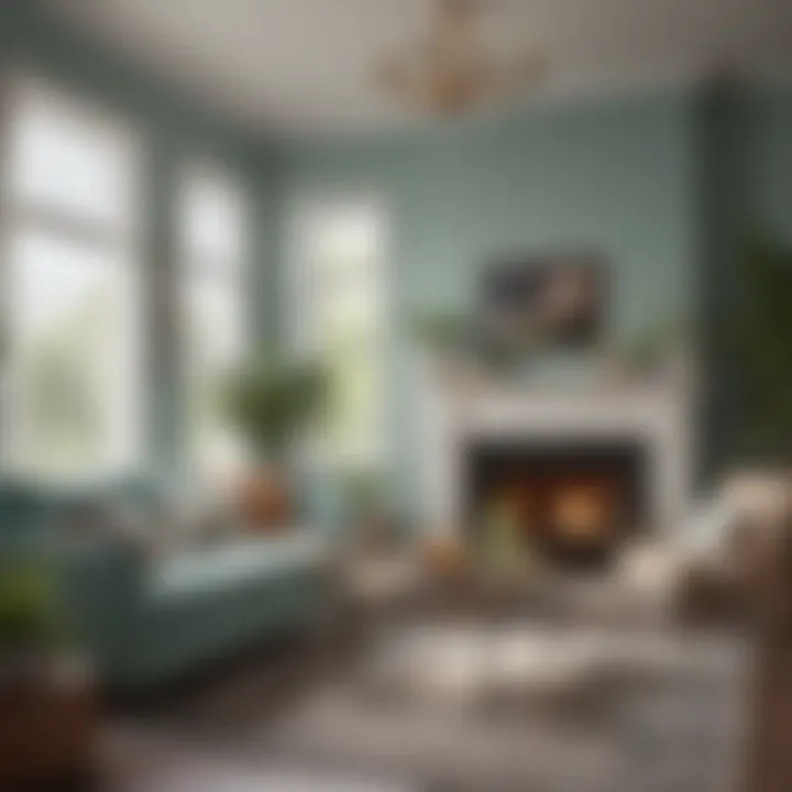 A serene living room showcasing Behr's Color of the Year 2022