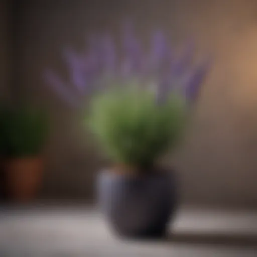 Lavender plant in a modern pot