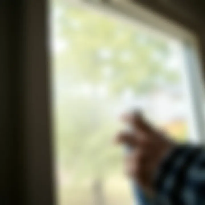 Close-up of a vinyl window frame being painted