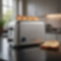 Modern stainless steel toaster with digital display