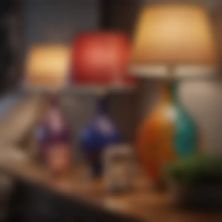A decorative lamp collection displaying various styles and colors to enhance bedroom ambiance