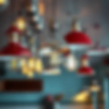 Diverse Styles and Materials in Diner Light Fixtures Variety of diner light fixtures showcasing different styles and materials