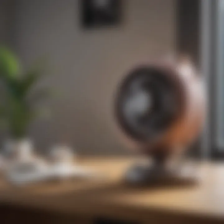 Electric fan heater placed in a home office