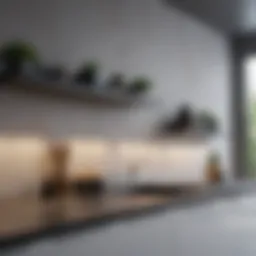 Minimalistic floating shelf showcasing kitchen decor