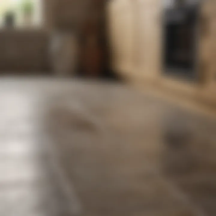 Textured natural stone tiles in a rustic kitchen