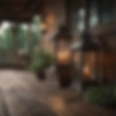 Rustic Charm on a Wooden Porch Rustic lanterns adding charm to a wooden porch