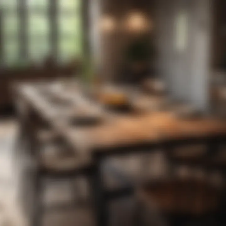 Rustic wooden dining table set