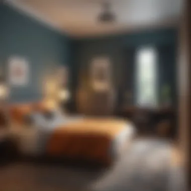 A small bedroom layout showcasing effective color usage