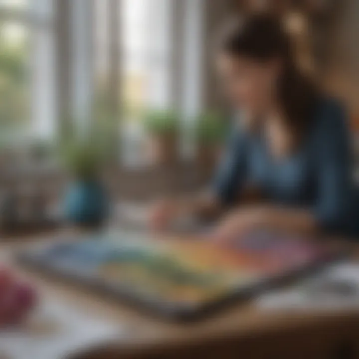 Interior designer selecting color palette for a living room