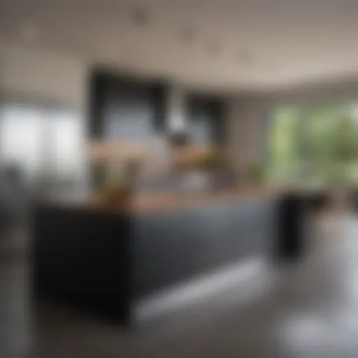 Modern island kitchen layout with sleek cabinetry and open space