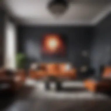 Dynamic Contrast in Living Room Design Contrasting dark and light shades create a dynamic living room ambiance