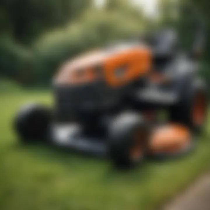 Close-up of the advanced technology features of a large mower