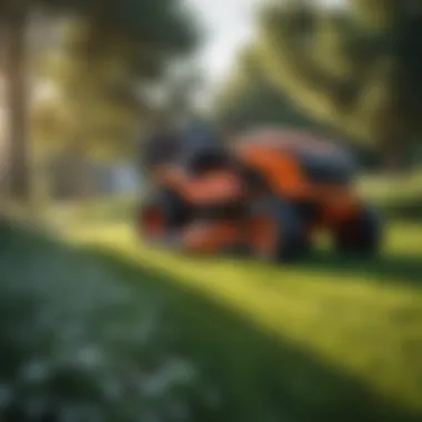 Picturesque Landscape Maintained by a Large Yard Mower A picturesque landscape maintained by a large yard mower
