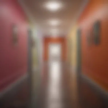 Colorful long hallway runner showcasing color psychology