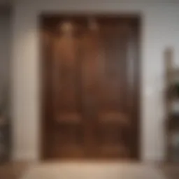 Elegant wooden closet door with intricate design