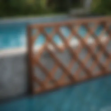 Contemporary pool fence with geometric patterns