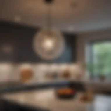 Celestial Pendant Light in Modern Kitchen Celestial-inspired pendant light illuminating a modern kitchen