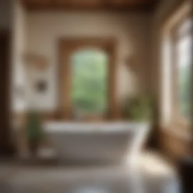 A vintage-inspired country bathtub with floral decor
