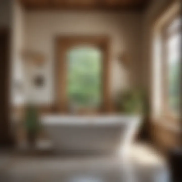 A vintage-inspired country bathtub with floral decor