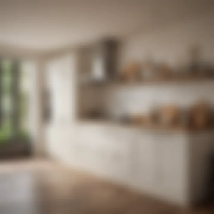 Cozy kitchen featuring off-white cabinets harmonizing with wood elements