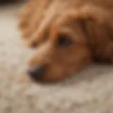 Pet hair accumulation on a carpet requiring a vacuum