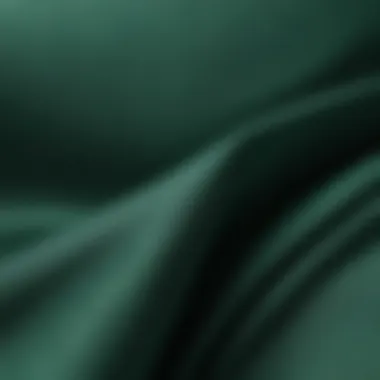 Close-up view of emerald green fabric texture and quality