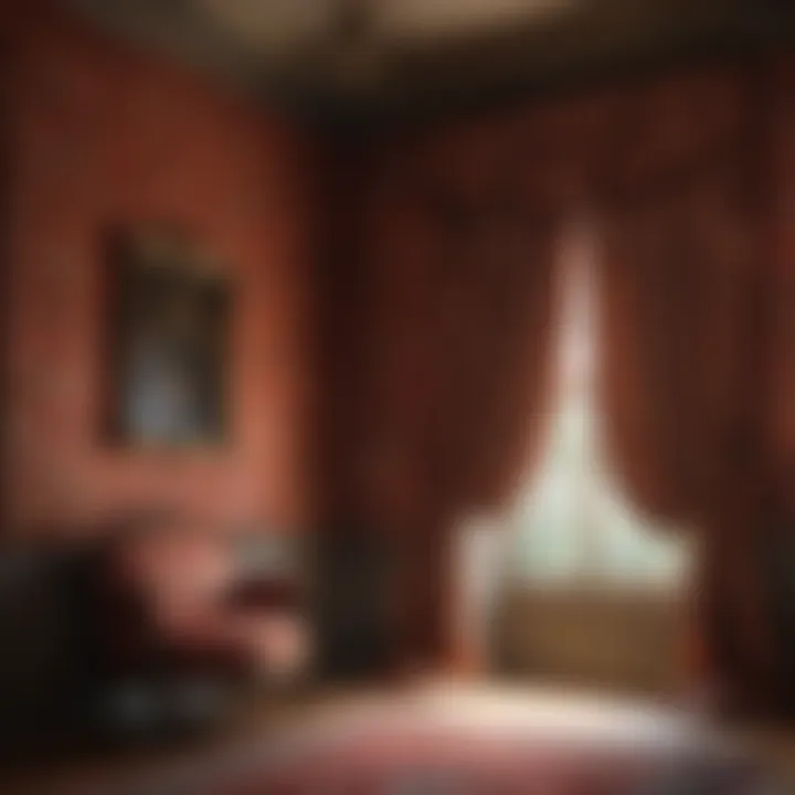 Rich color palette showcasing Victorian wallpaper and drapery
