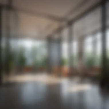 Elegant Interior with Glass Partitions Elegant interior featuring glass partition walls creating distinct zones