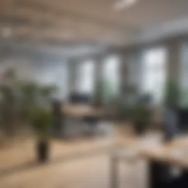 Modern Office Space with Glass Partitions Modern office space utilizing glass partitioning for collaborative environments